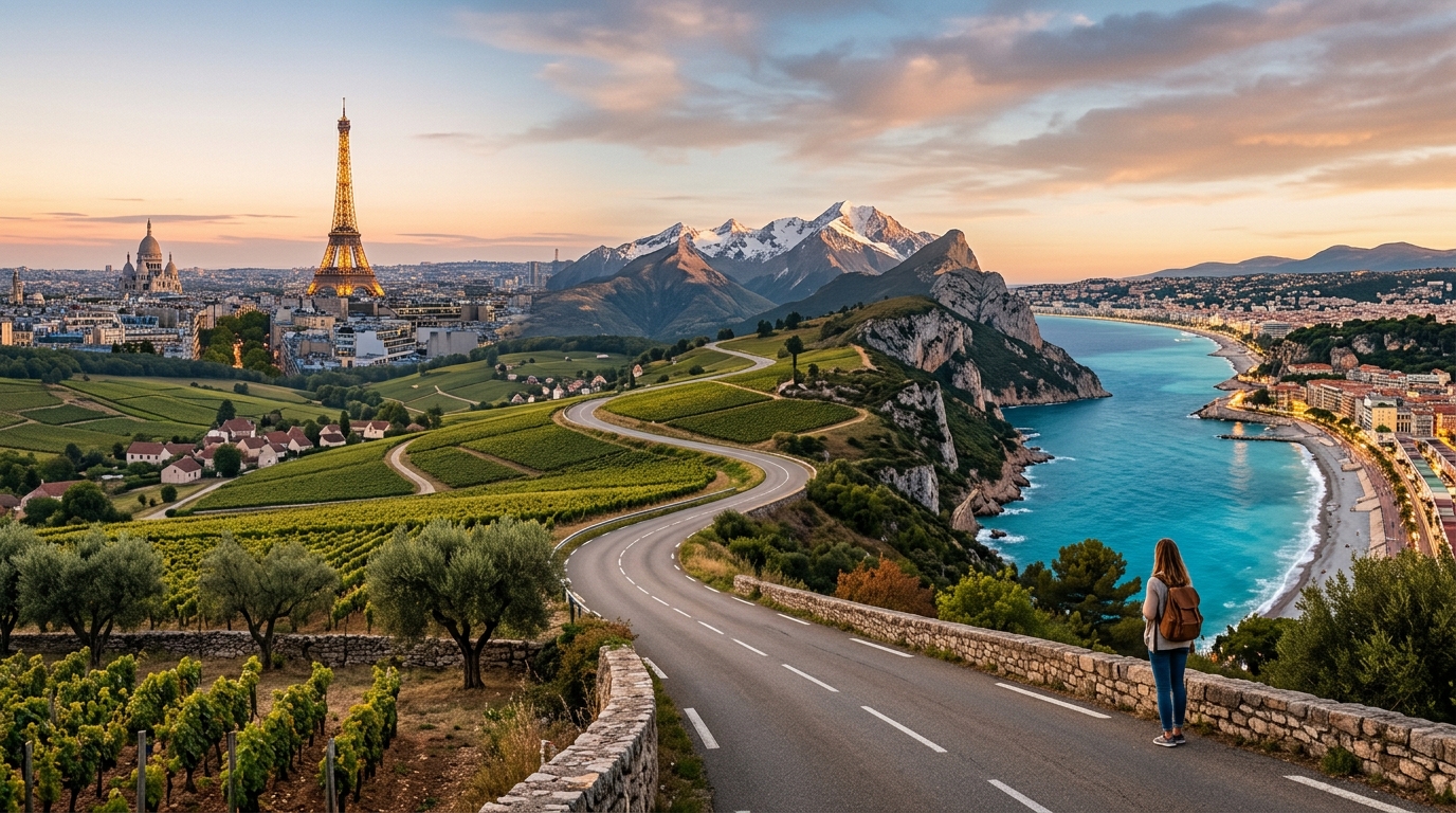 France 3 Week Itinerary: Paris to the Riviera (Day by Day) — hero image showing French landscapes